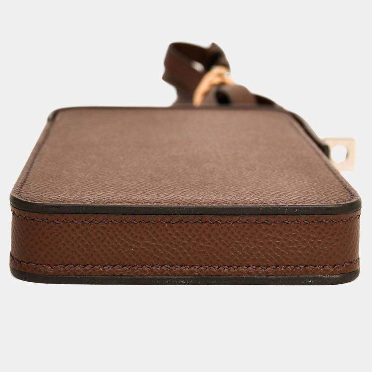 مملوكة مسبقًا Hermes Brown Epsom 'Hac a Box Phone Case' with Strap