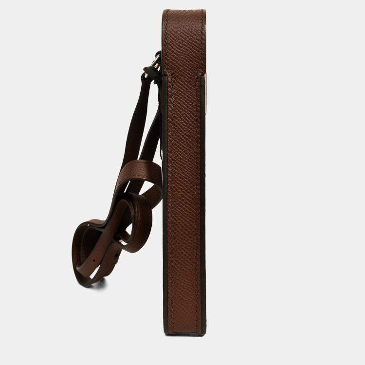 مملوكة مسبقًا Hermes Brown Epsom 'Hac a Box Phone Case' with Strap