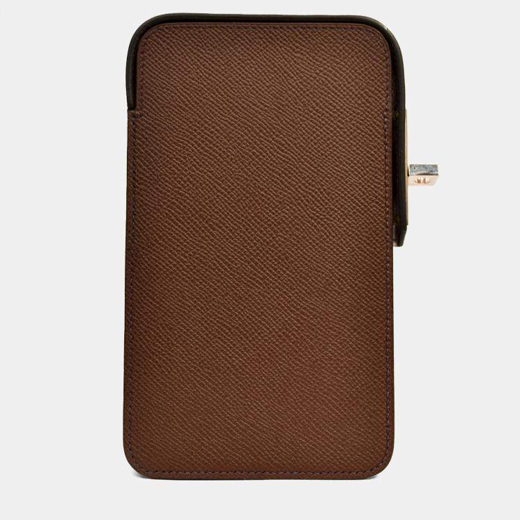 مملوكة مسبقًا Hermes Brown Epsom 'Hac a Box Phone Case' with Strap
