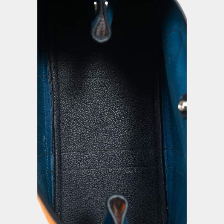 Pre Owned Hermes 2017 Yellow/Teal Toile Leather Garden Party 30