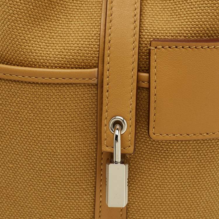Pre Owned Hermes Cargo Picotin Lock 18 Sesame Toile Goeland and Swift Leather Tote