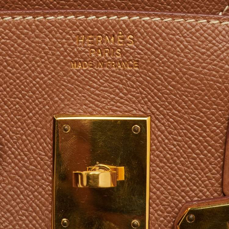 Pre Owned Hermes Birkin 30 Gold Finish Gold Epsom Leather Tote