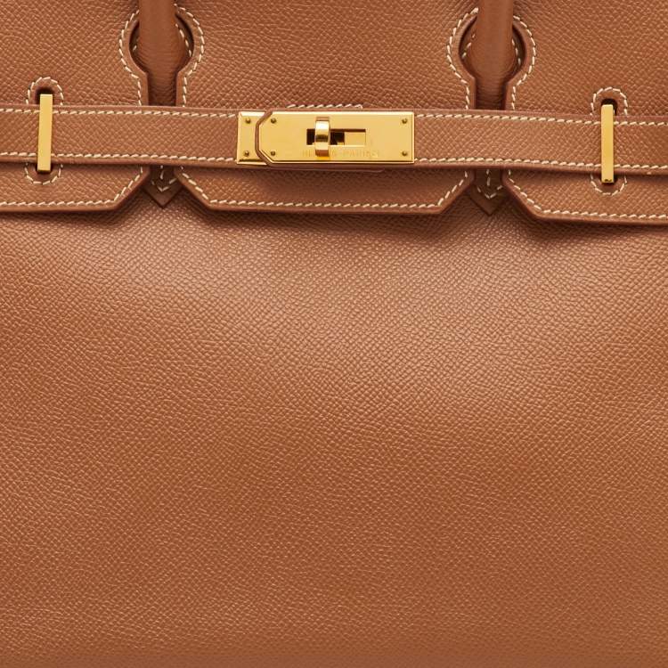 Pre Owned Hermes Birkin 30 Gold Finish Gold Epsom Leather Tote