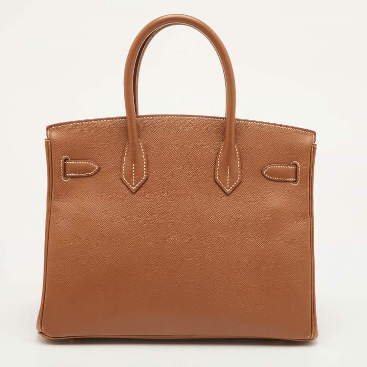 Pre Owned Hermes Birkin 30 Gold Finish Gold Epsom Leather Tote