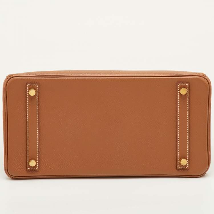 Pre Owned Hermes Birkin 30 Gold Finish Gold Epsom Leather Tote