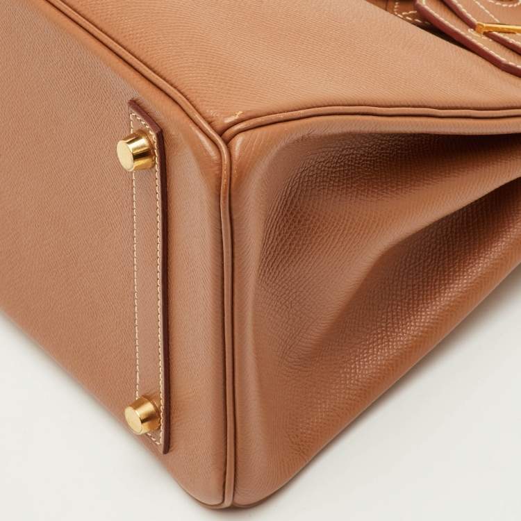 Pre Owned Hermes Birkin 30 Gold Finish Gold Epsom Leather Tote