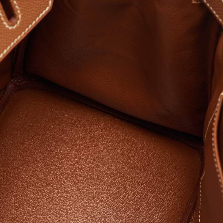 Pre Owned Hermes Birkin 30 Gold Finish Gold Epsom Leather Tote