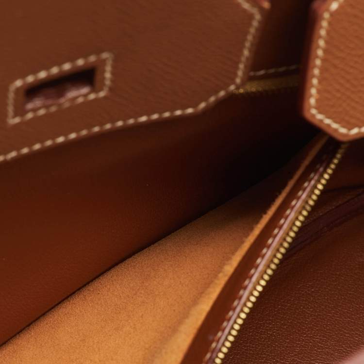 Pre Owned Hermes Birkin 30 Gold Finish Gold Epsom Leather Tote