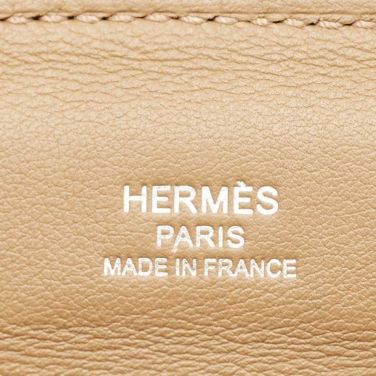 Pre Owned Hermes 24/24 21 Palladium Finish Beige de Weimar Evercolor and Swift Leather Top Handle Bag