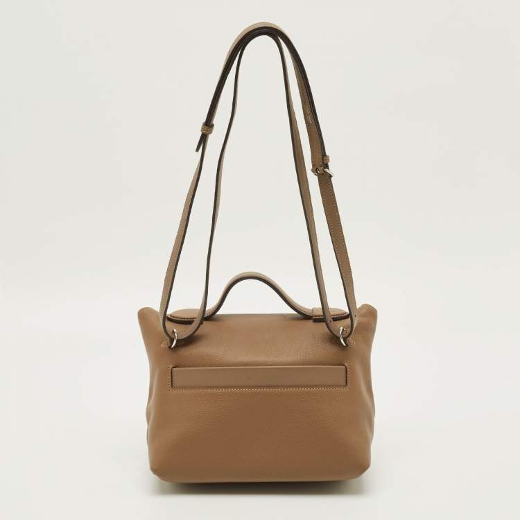 Pre Owned Hermes 24/24 21 Palladium Finish Beige de Weimar Evercolor and Swift Leather Top Handle Bag