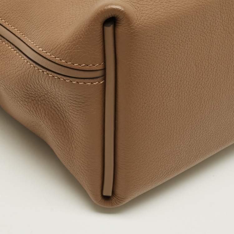 Pre Owned Hermes 24/24 21 Palladium Finish Beige de Weimar Evercolor and Swift Leather Top Handle Bag