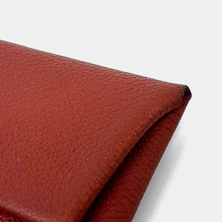 Pre Owned Hermes Red Leather Bastiat Coin Purse