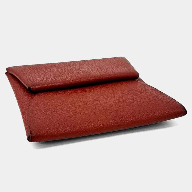 Pre Owned Hermes Red Leather Bastiat Coin Purse