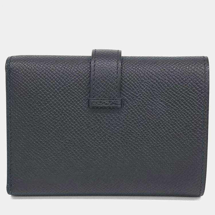 Pre Owned Hermes Black Leather Bean 3-Fold Wallet