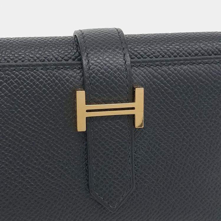 Pre Owned Hermes Black Leather Bean 3-Fold Wallet