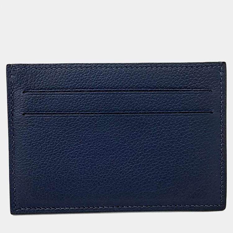 Pre Owned Hermes Black Leather Citizen Twill Cardholder