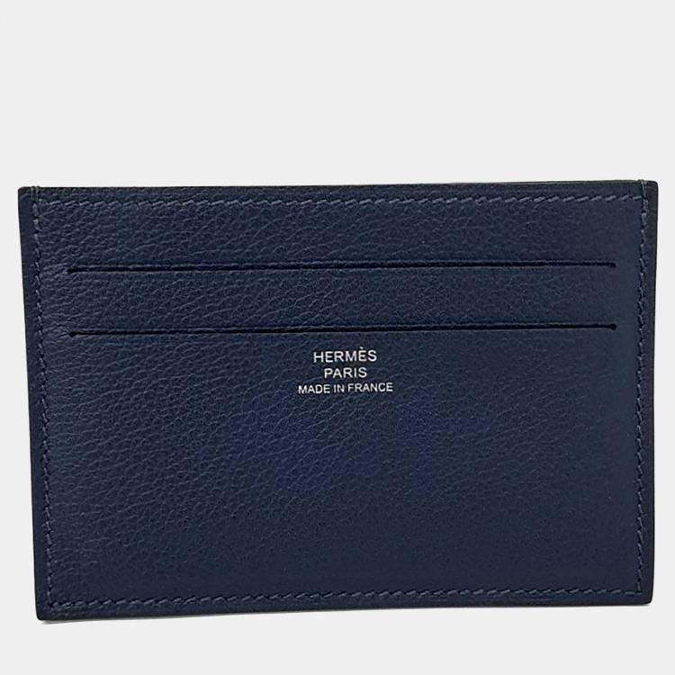 Pre Owned Hermes Black Leather Citizen Twill Cardholder