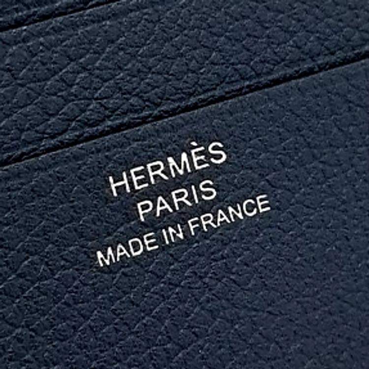 Pre Owned Hermes Black Leather Citizen Twill Cardholder