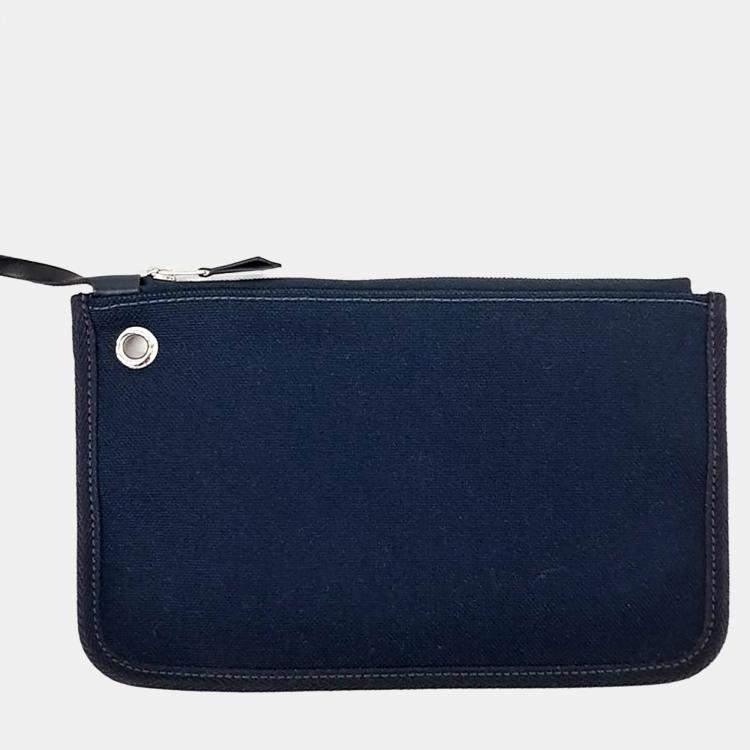 Pre Owned Hermes Black Canvas and Leather New Zip Herbag Small