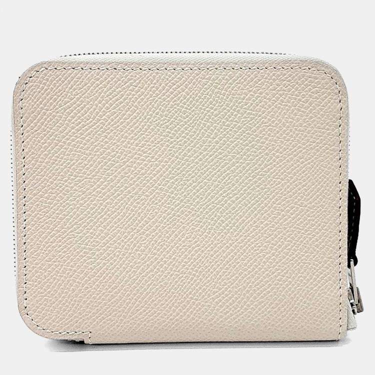 Pre Owned Hermes White Leather Silky Half Wallet K