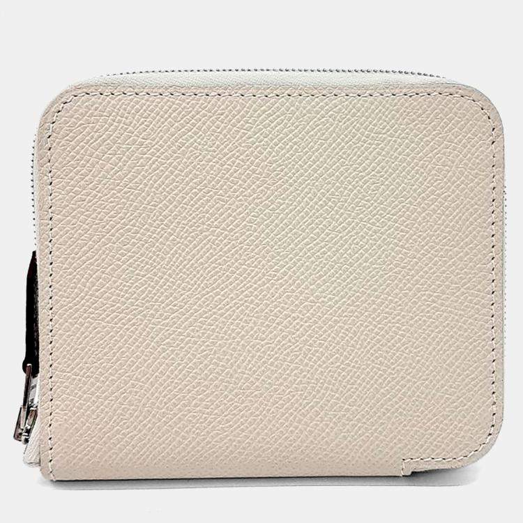 Pre Owned Hermes White Leather Silky Half Wallet K