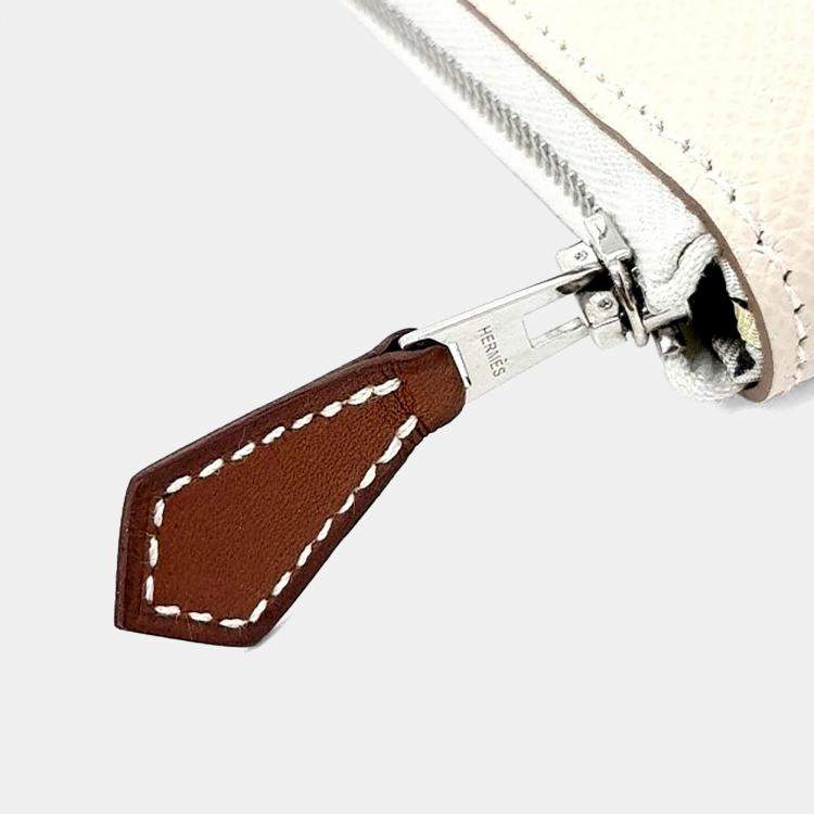 Pre Owned Hermes White Leather Silky Half Wallet K