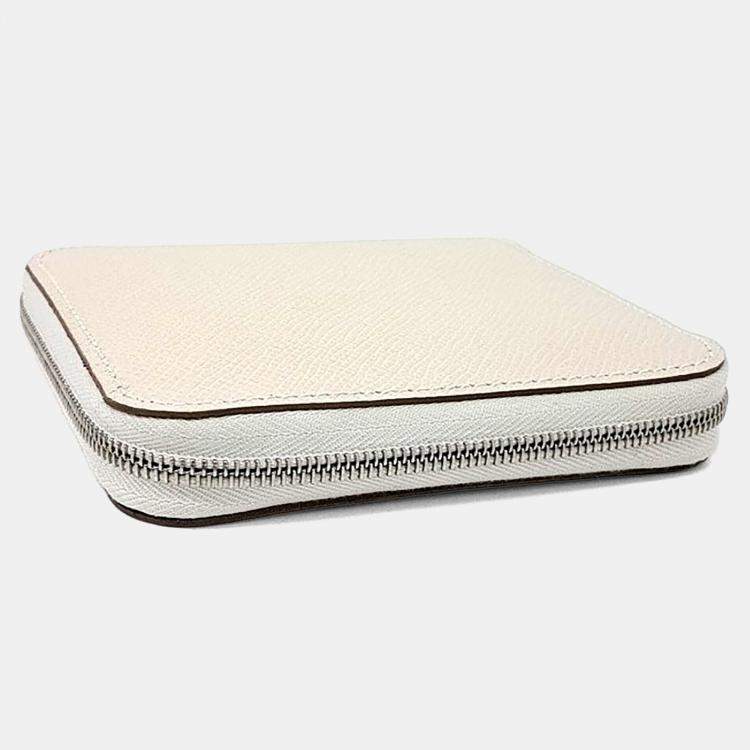 Pre Owned Hermes White Leather Silky Half Wallet K