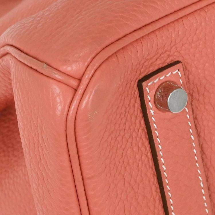 Pre Owned Hermes Birkin 35 Pink Taurillon Clemence Leather Top Handle Bag