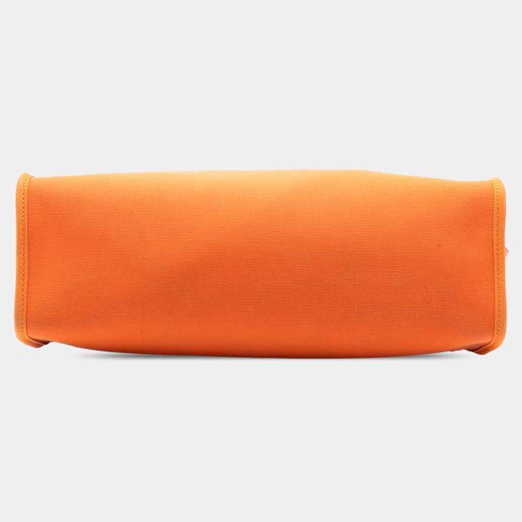 Pre Owned Hermes Brown Orange Toile Herbag Zip 31