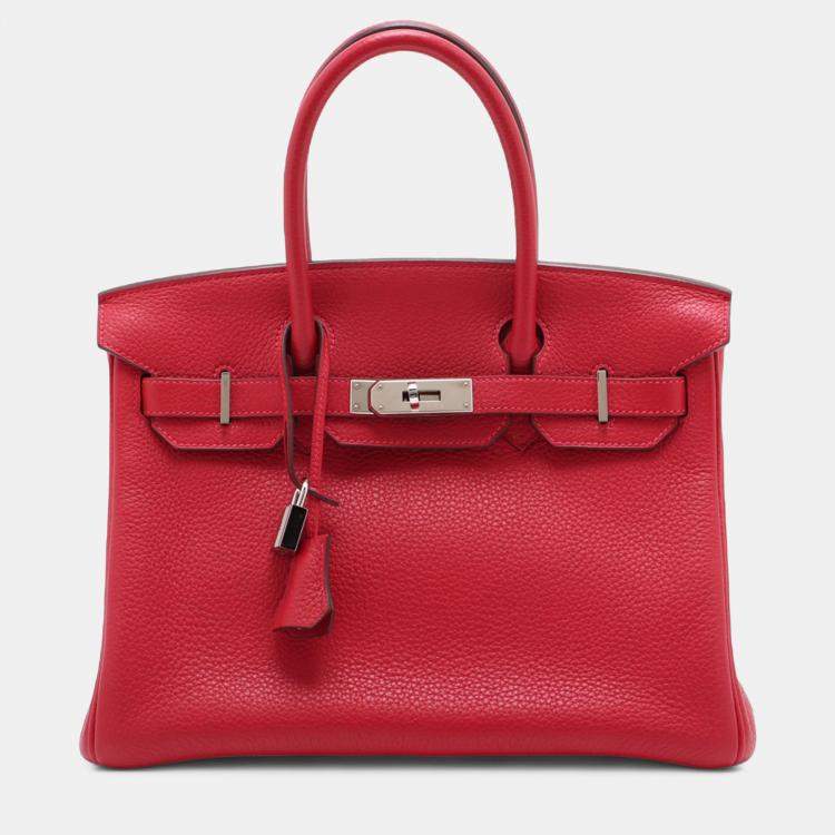 Pre Owned Hermes Rouge Casaque Togo Birkin Retourne 30