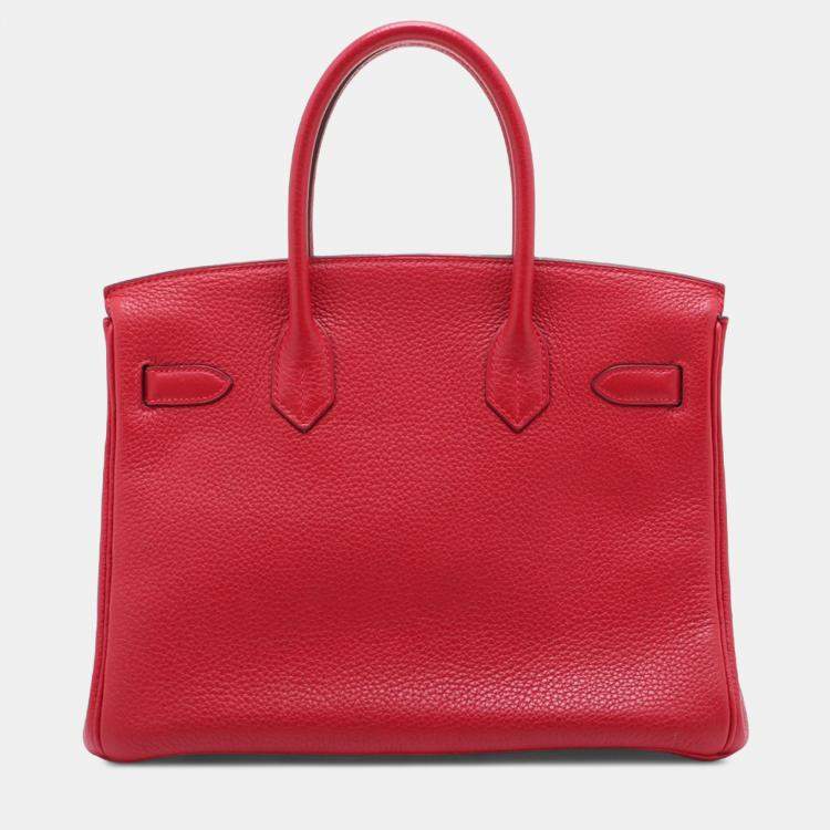 Pre Owned Hermes Rouge Casaque Togo Birkin Retourne 30