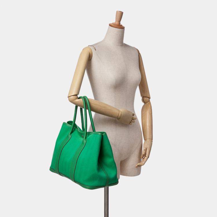 Pre Owned Hermes Bambou Toile and Negonda Garden Party 36