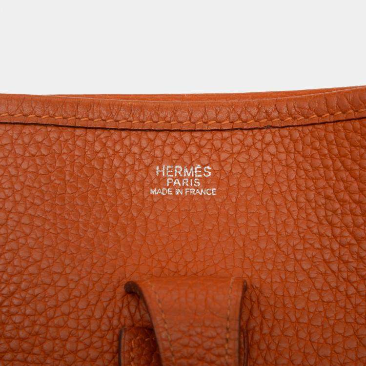 Pre Owned Hermes Orange Clemence Evelyne III PM