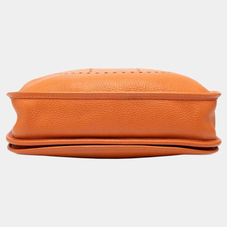 Pre Owned Hermes Orange Clemence Evelyne III PM