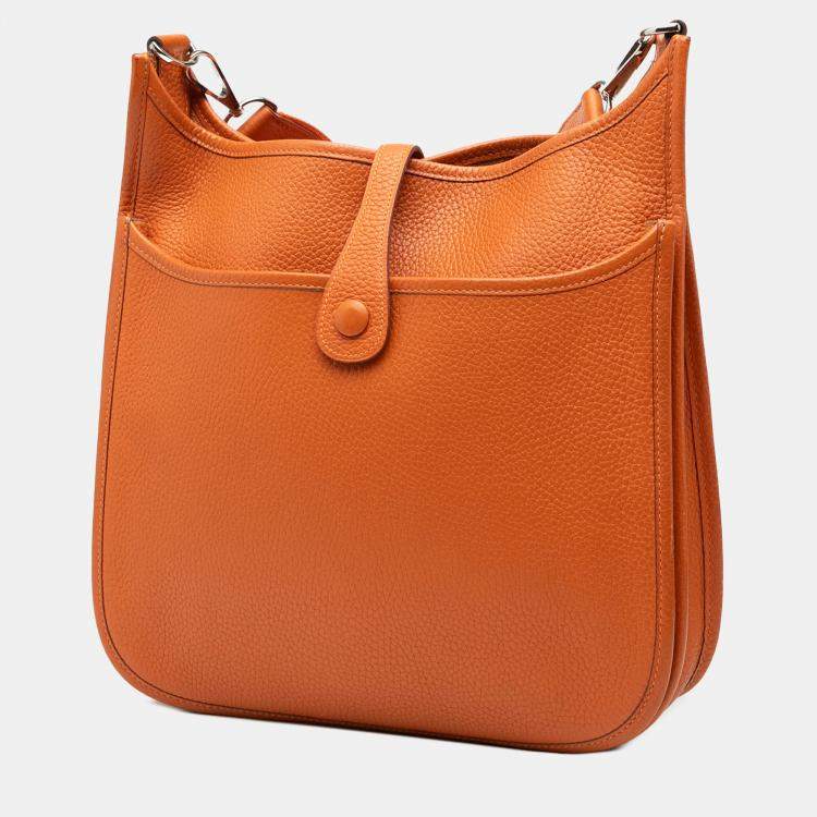 Pre Owned Hermes Orange Clemence Evelyne III PM