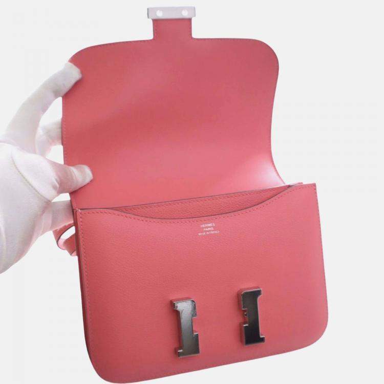 Pre Owned Hermes  Rose Azalee Mini Evercolor Constance 18