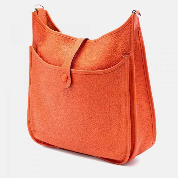 Pre Owned Hermes Orange Clemence Evelyne III GM