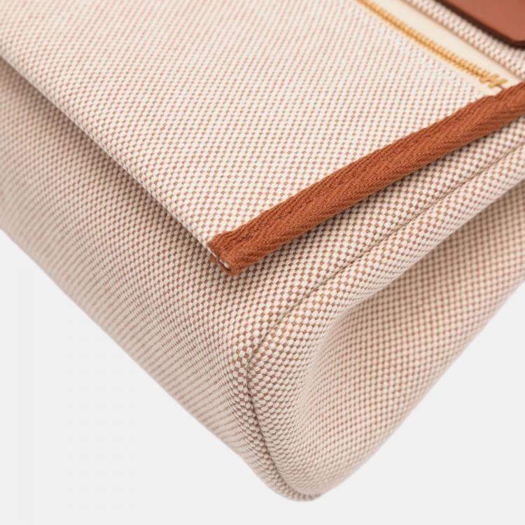 Pre Owned Hermes Brown Military Toile and Vache Hunter Herbag Zip 20