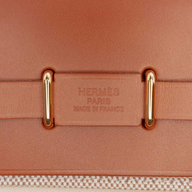 Pre Owned Hermes Brown Military Toile and Vache Hunter Herbag Zip 20