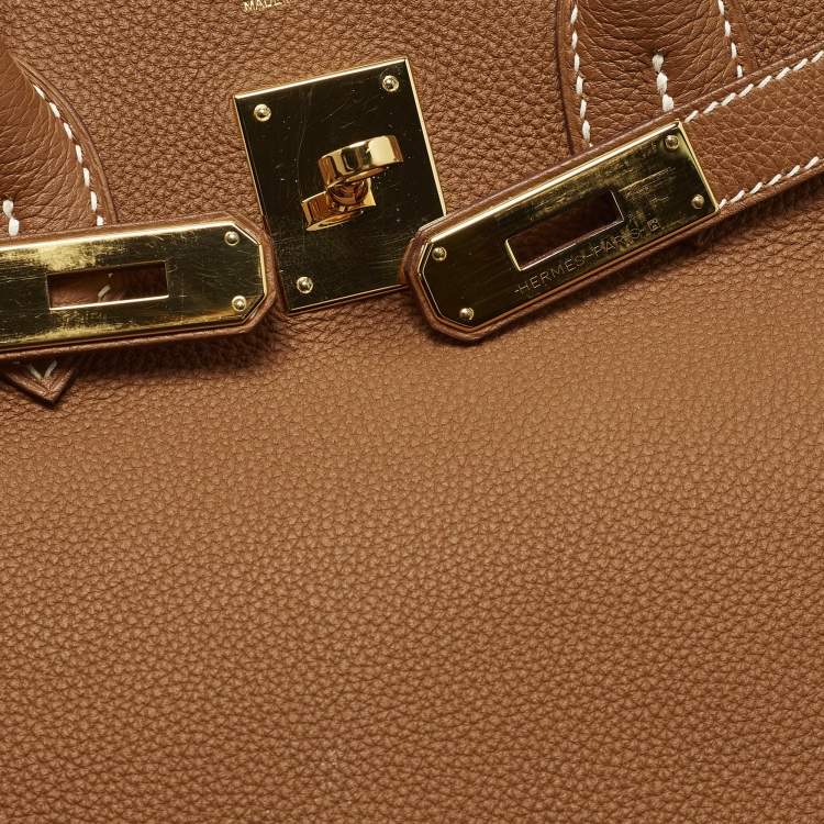 Pre Owned Hermes Birkin 30 Gold Finish Gold Togo Leather Tote