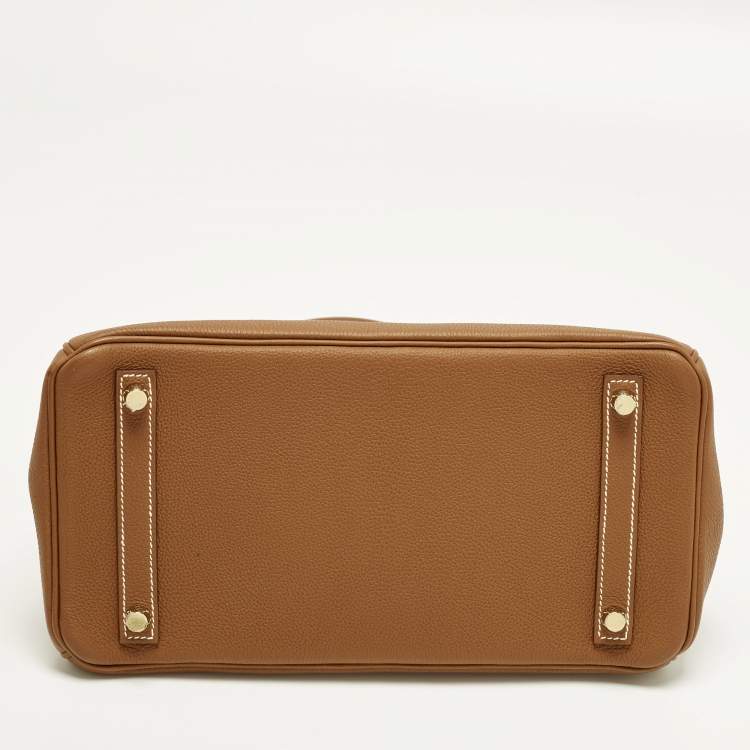 Pre Owned Hermes Birkin 30 Gold Finish Gold Togo Leather Tote