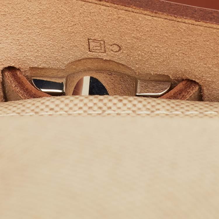 Pre Owned Hermes Herbag 31 Ecru/Natural Toile Canvas and Vache Leather Bag
