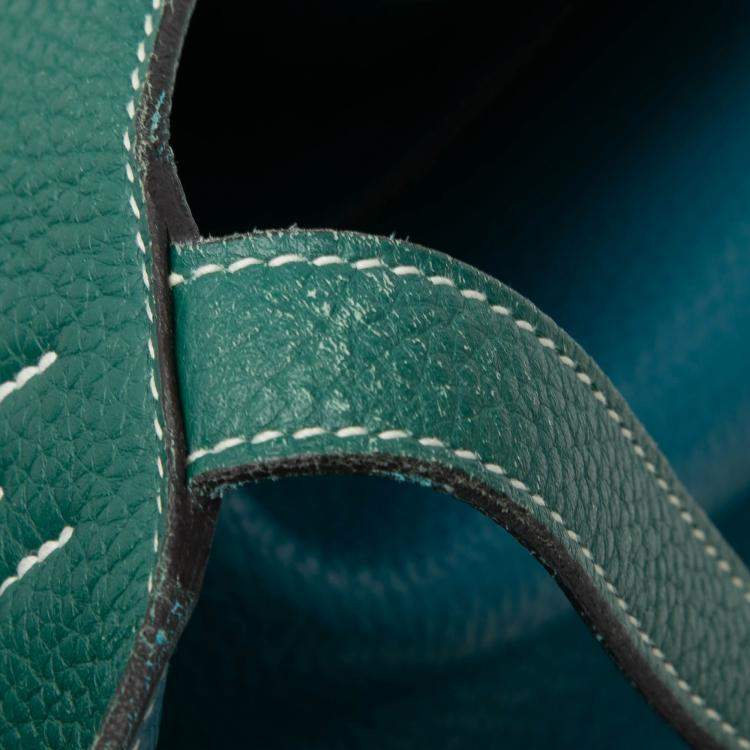 Pre Owned Hermes Blue Izmir and Malachite Clemence Double Sens 45