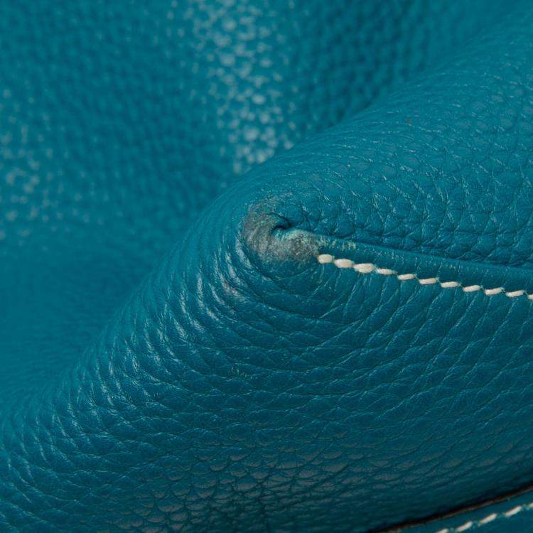 Pre Owned Hermes Blue Izmir and Malachite Clemence Double Sens 45