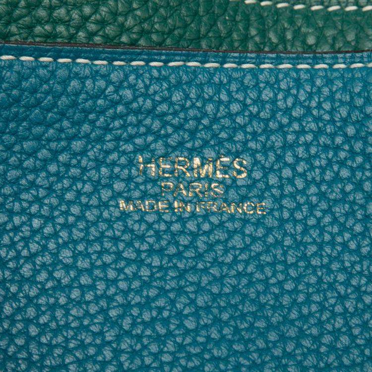 Pre Owned Hermes Blue Izmir and Malachite Clemence Double Sens 45