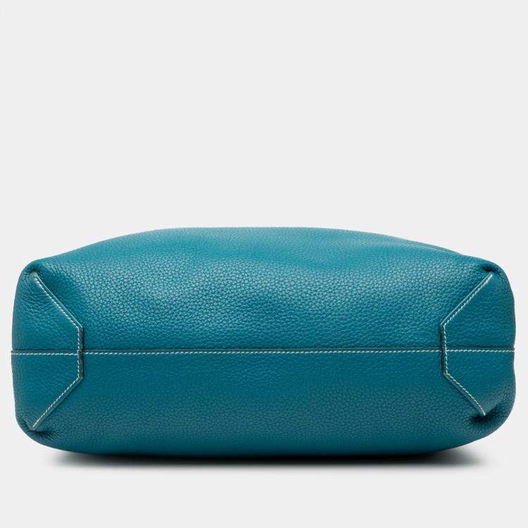 Pre Owned Hermes Blue Izmir and Malachite Clemence Double Sens 45