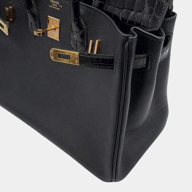 Pre Owned Hermes Birkin Touch Black Niloticus Taurillon Size 25