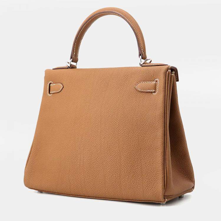 Pre Owned Hermes Kelly Retourne Sewing Gold Togo Leather Size 28