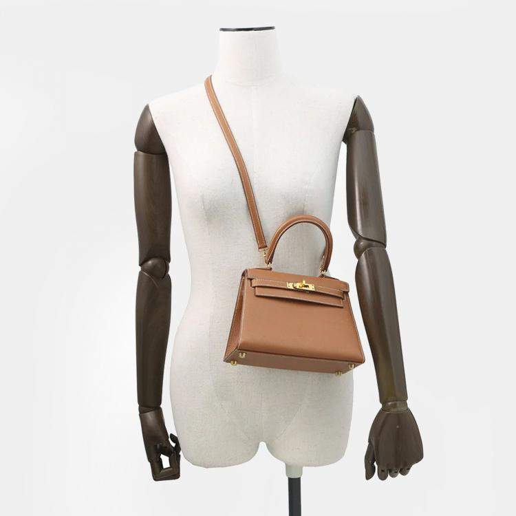 Pre Owned Hermes Mini Kelly Gold Courchevel Size 20