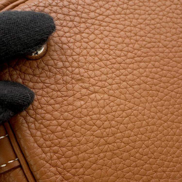 Pre Owned Hermes Bolide 31 Gold Taurillon Clemence Leather Top Handle Bag